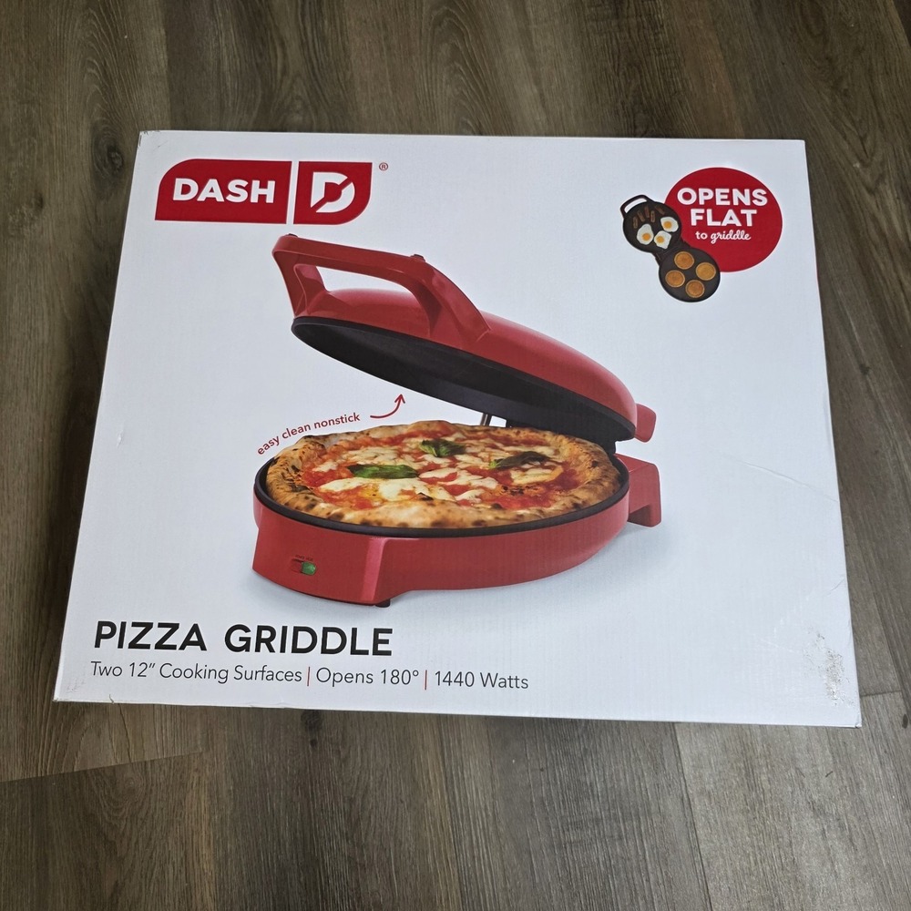 Dash 12" Pizza Griddle Personal Pizza‎ Maker with Dual Cooking Surfaces, NEW
